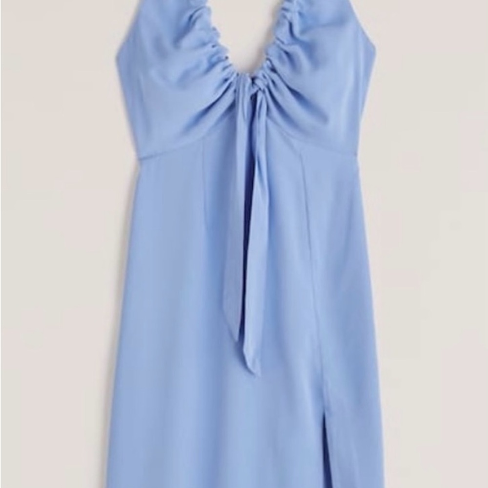 Abercrombie & Fitch Blue Tie Front Midi Dress
